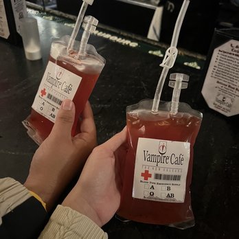 Vampire Cafe - Blood bag (pomegranate lemonade with vampyre vodka) - Cafes Near Me - New Orleans, Louisiana