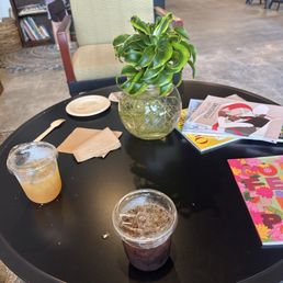 Black iced coffee and peach mint tea Black iced coffee and peach mint tea