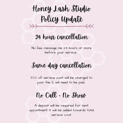 Honey Lash Studio - Cancelation policy