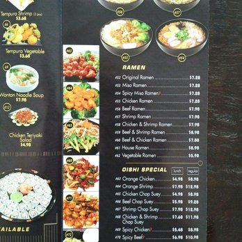 Oishi Teriyaki & Sushi - Part of menu as of 10/22/16 - Japanese Near Me - Paramount, California