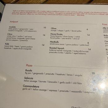 Sofia - The salad and appetizer and pizza part of the menu - Italian Near Me - New Orleans, Louisiana