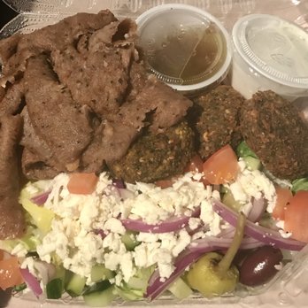 Mika's Greek - 2 meat platter with gyro meat and falafel! - Mediterranean Near Me - Tempe, Arizona Mika's Greek - 2 meat platter with gyro meat and falafel! - Mediterranean Near Me - Tempe, Arizona