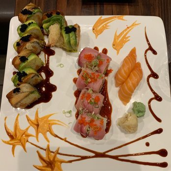 KanaHashi - Golden Eel Roll, Hamachi Duo and salmon nigiri - Japanese Near Me - Brooklyn, New York KanaHashi - Golden Eel Roll, Hamachi Duo and salmon nigiri - Japanese Near Me - Brooklyn, New York