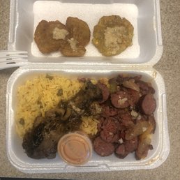 I had the jerk chicken and sausage plate! The sausage is amazing!