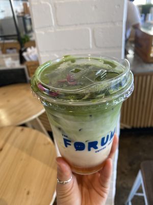 Photo of Forum Coffee - San Diego, CA, US. Iced Double Post - rose earl gray tea latte with matcha shot