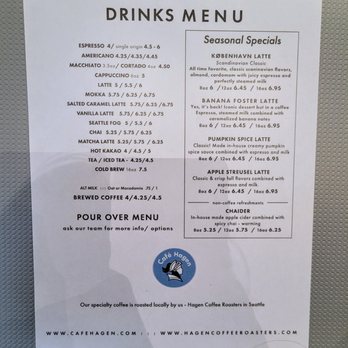 Cafe Hagen - Drinks Menu - Coffee & Tea Near Me - Bellevue, Washington