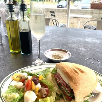 Pressa Italia - Classico Sandwich with Caprese salad split 3 ways. - Italian Near Me - Broken Bow, Oklahoma Pressa Italia - Classico Sandwich with Caprese salad split 3 ways. - Italian Near Me - Broken Bow, Oklahoma