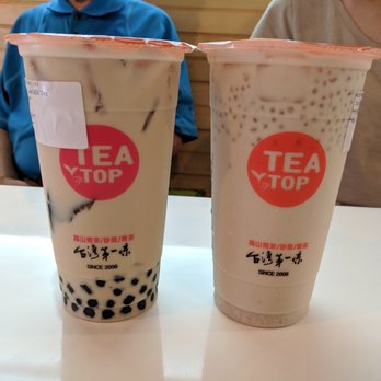 Tea Top - Left: Sun Moon Lake Milk Tea with Pearls and Grass Jelly ($3.75 + $0.50 + $0.50 = $4.75). Right: Taro Milk Tea w/ Sago ($4.75). - Bubble Tea Near Me - Atlanta, Georgia Tea Top - Left: Sun Moon Lake Milk Tea with Pearls and Grass Jelly ($3.75 + $0.50 + $0.50 = $4.75). Right: Taro Milk Tea w/ Sago ($4.75). - Bubble Tea Near Me - Atlanta, Georgia