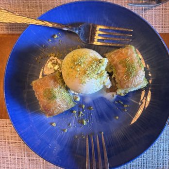 Mezzeluna - Baklava dessert   And the  Souvlaki Mix Plate- Dinner Souvlaki Mix Plate- Dinner were amazing so many cool flavors..I lovedd. - Greek Near Me - Cotati, California