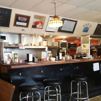 Five Forks Cafe - View of the kitchen and bar seats. - Diners Near Me - Williamsburg, Virginia