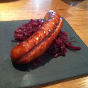 Junction Beer Hall & Wine Room - Kransky with pickled red cabbage - Modern Australian Near Me - Newport, VIC Junction Beer Hall & Wine Room - Kransky with pickled red cabbage - Modern Australian Near Me - Newport, VIC