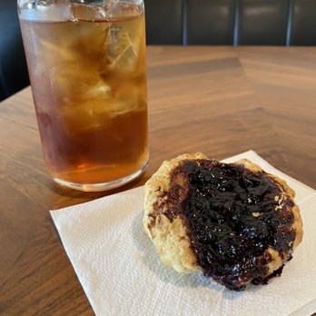 Theory Coffee Roasters - Blackberry Scone, iced Mango Black tea - Coffee & Tea Near Me - Redding, California