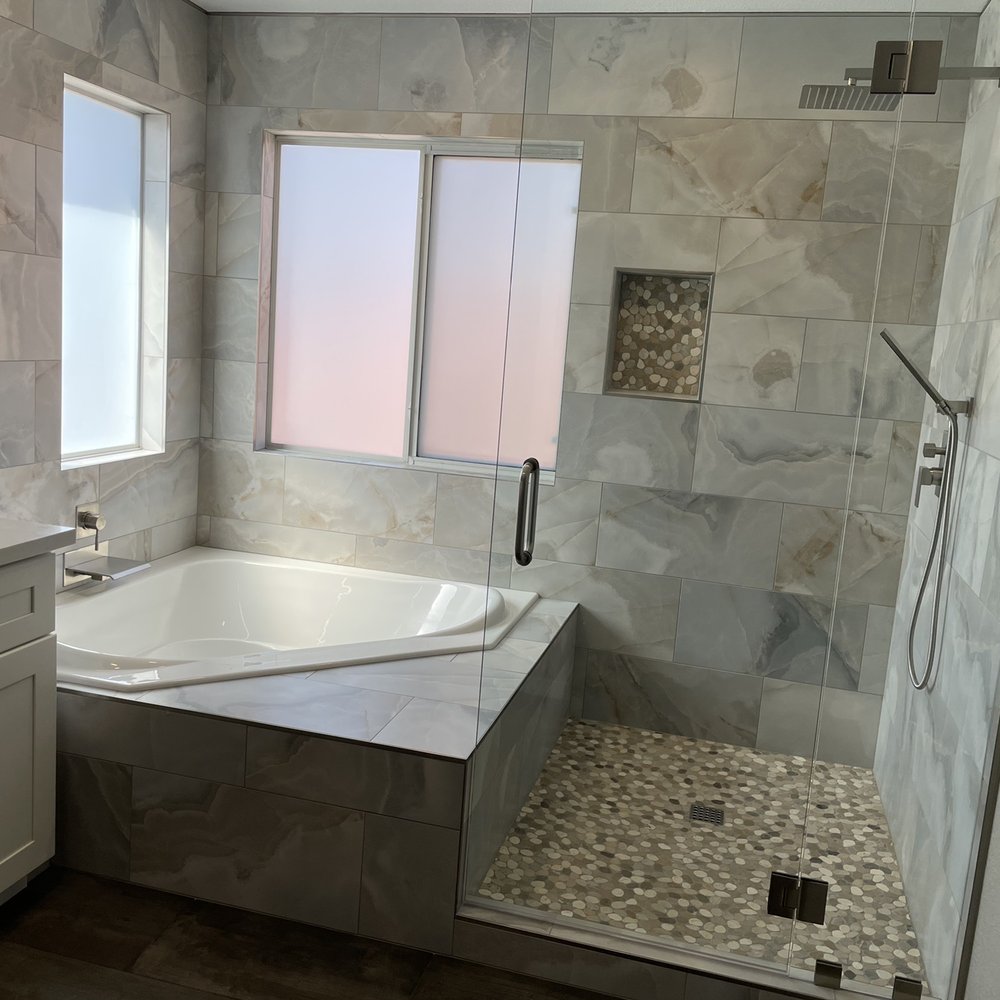 Poseidon Remodeling - After remodel Bathroom at sunset - General Contractors Near Me - Oceanside, California Poseidon Remodeling - After remodel Bathroom at sunset - General Contractors Near Me - Oceanside, California