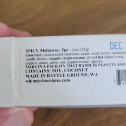 Whimsy Chocolate - Some info on the back about Whimsey Chocolates!