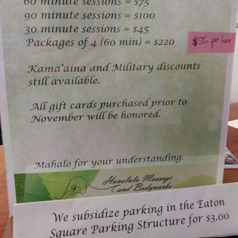 Honolulu Massage and Bodyworks - Price list as of September 2018 - Massage Therapy Near Me - Honolulu, Hawaii Honolulu Massage and Bodyworks - Price list as of September 2018 - Massage Therapy Near Me - Honolulu, Hawaii
