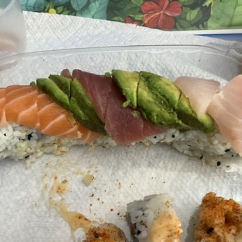 Mango Tree - Rainbow roll with fake crab stuck in the middle - Thai Near Me - Cincinnati, Ohio