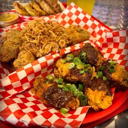 World Fried Chicken - Why can't we be ourselves like we were yesterday? Saigon 22 Herbs and Spices and Spicy Masala 8-Wing Combo w/ onion rings