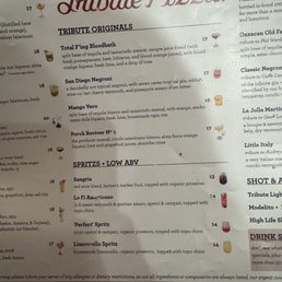 Tribute Pizza - menu - Pizza Near Me - San Diego, California