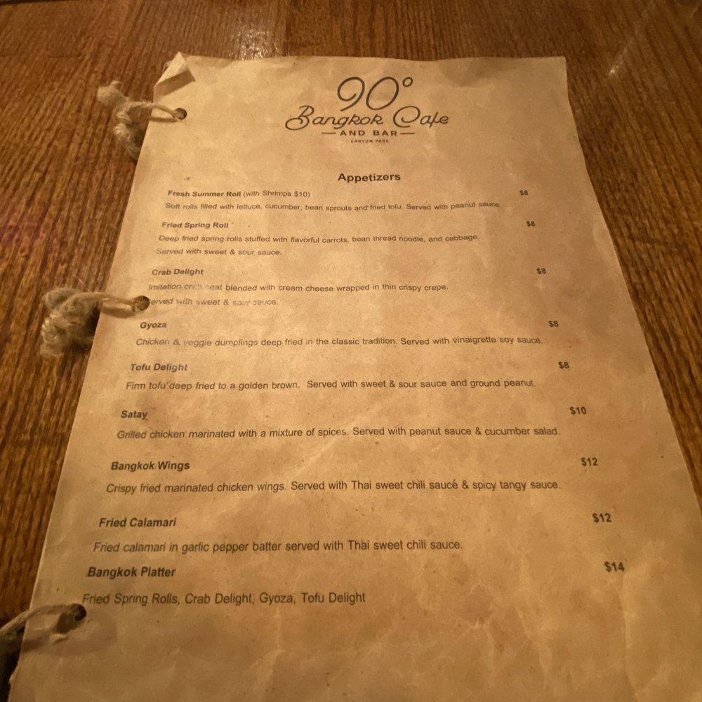 90 Degrees Bangkok Cafe and Bar - Menu - Thai Near Me - Bothell, Washington