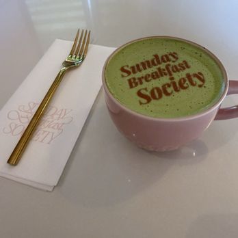 Sunday Breakfast Society - Hot Matcha latte with oat milk! Delicious - Breakfast & Brunch Near Me - Chula Vista, California