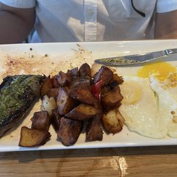 Steak and Eggs- forgot to take a picture before eating. Steak and Eggs- forgot to take a picture before eating.