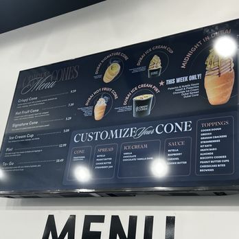 Crispy Cones - Menu as of 8/2025 - Ice Cream & Frozen Yogurt Near Me - Edison, New Jersey