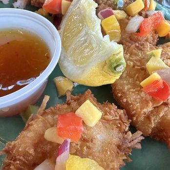 The Puffin Cafe - Coconut Shrimp, a little spicy but delicious - Caribbean Near Me - Washougal, Washington