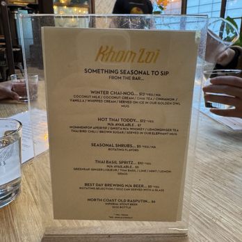 Khom Loi - Menu 1/2025 - Thai Near Me - Sebastopol, California