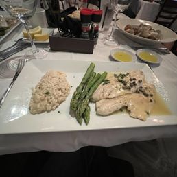 Pan roasted Branzino with rizoto and asparagus