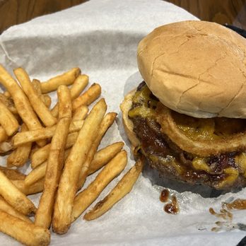River City Grille - Big Bad BBQ Bacon Cheese Burger - American Near Me - Marble Falls, Texas River City Grille - Big Bad BBQ Bacon Cheese Burger - American Near Me - Marble Falls, Texas