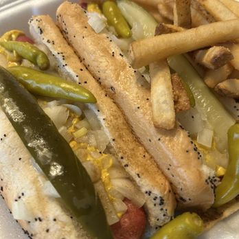 Red’s Steak and BBQ - 2 Chicago Dogs with fries - Steakhouses Near Me - Richmond, Illinois Red’s Steak and BBQ - 2 Chicago Dogs with fries - Steakhouses Near Me - Richmond, Illinois