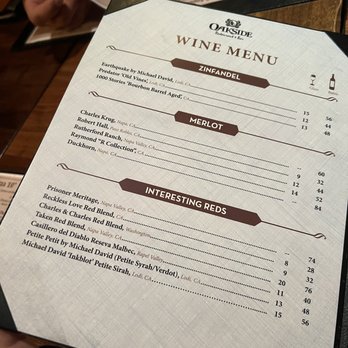 Oakside - Wine menu - Seafood Near Me - Big Bear Lake, California
