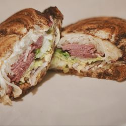 Mr. Pickle's Sandwich Shop - Reuben Sandwich. The pastrami isn't too layered where you can't bite into the sandwich. I like the tangy sauerkraut & thousand island.