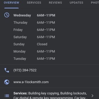 A-1 Locksmith Security & Safes - Incorrect google hours - Keys & Locksmiths Near Me - Plano, Texas