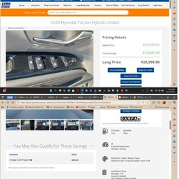 Long website showing the price on the day I bought the car and they increased the price by $4500