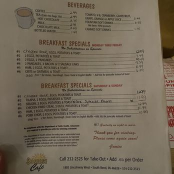 Sunrise Cafe - Menu - Breakfast & Brunch Near Me - South Bend, Indiana
