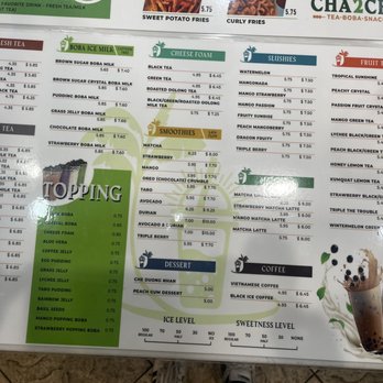Cha2Cha - Drinks Menu as of March 2022 - Bubble Tea Near Me - Anaheim, California