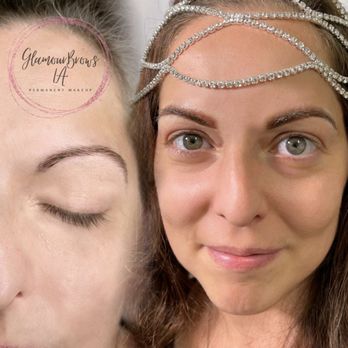 Glamour Brows LA - Powder Brows: fixing "U" shape asymmetry - Permanent Makeup Near Me - El Monte, California