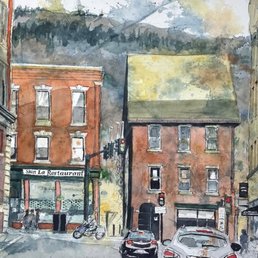 Exterior outside entrance of Vermont Artisan Designs - Watercolor artist John Dimick, whose painting of Flat and Main in downtown Brattleboro is seen here, will be one of the featu... - Brattleboro, Vermont Exterior outside entrance of Vermont Artisan Designs - Watercolor artist John Dimick, whose painting of Flat and Main in downtown Brattleboro is seen here, will be one of the featu... - Brattleboro, Vermont