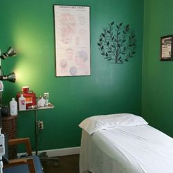 Chow Acupuncture and Chinese Medicine - One of the two treatment rooms. Very nice and soothing room color right?