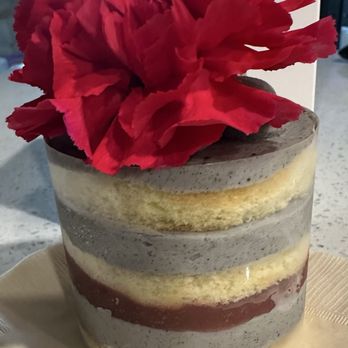 Hinar - Black Sesame Cake (a layer of strawberry in there). So good! - Cafes Near Me - San Diego, California Hinar - Black Sesame Cake (a layer of strawberry in there). So good! - Cafes Near Me - San Diego, California