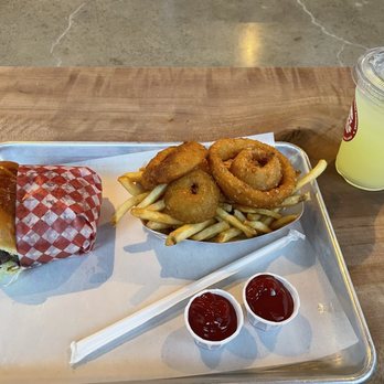 Fast Times Burgers - All American single, onion ring/fries and lemonade combo - Burgers Near Me - Oakland, California Fast Times Burgers - All American single, onion ring/fries and lemonade combo - Burgers Near Me - Oakland, California