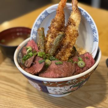 Tendon Kohaku - Beef Steak Aimori Tendon Set (IG: @eatwithbaobae) - Japanese Near Me - Bellevue, Washington