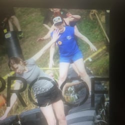 Badass Dash 5K Obstacle Race - Jennifer Q. keeping her balance over the pond.