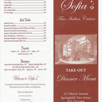 Sofia's Fine Italian Cuisine - Sofia's Menu - Italian Near Me - Springfield, New Jersey Sofia's Fine Italian Cuisine - Sofia's Menu - Italian Near Me - Springfield, New Jersey