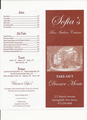 Menu photo 2 Sofia's Fine Italian Cuisine Springfield, NJ