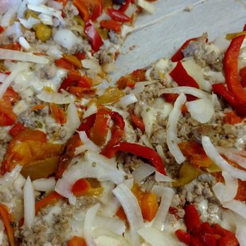 Rome Pizza - The BEST sausage, peppers and onions pizza in the area. Look at those toppings.  Just the way I like it! - Pizza Near Me - Dunellen, New Jersey