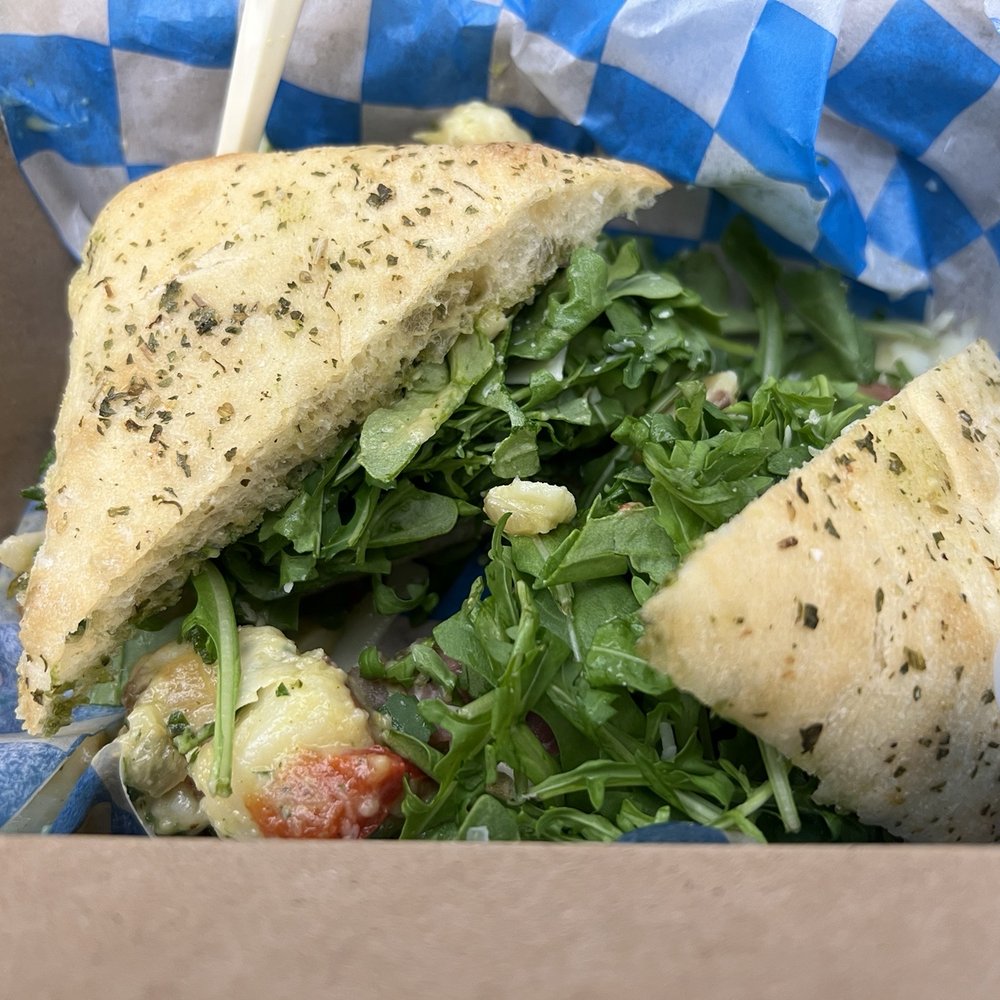 Le Bon Cafe - Arugula, potatoes, tomatoes, bread, prosciutto (I think?). - Coffee & Tea Near Me - Washington, DC, District of Columbia