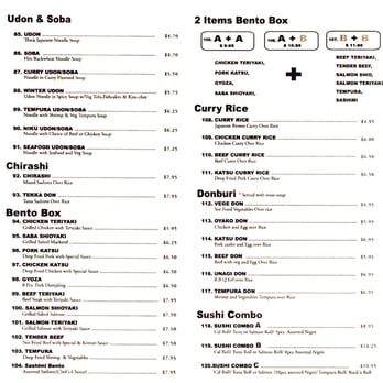 Manpuku - menu 2 - Japanese Near Me - Berkeley, California