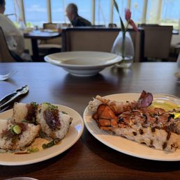 Ahi Tuna crispy rice musubi, grilled lobster tails both included in the brunch Ahi Tuna crispy rice musubi, grilled lobster tails both included in the brunch